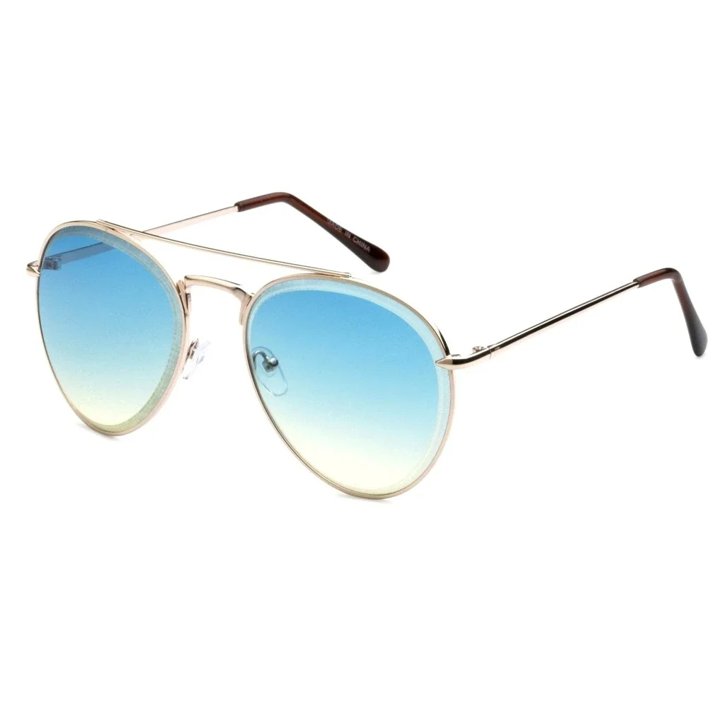 Aviator Sunglasses Green Ombre Lens Gold Frame Fashion Trendy Beach Shades Gafas